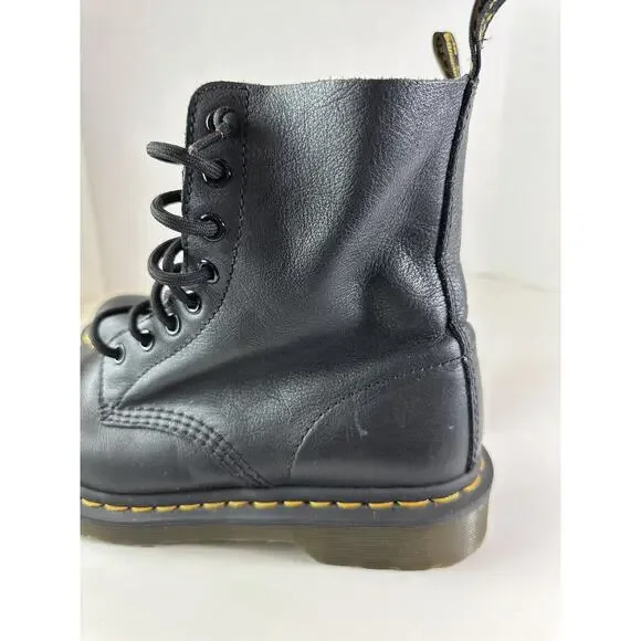 Doc Dr. Martens 1460 Virginia Soft Leather Boots Black Lace Up Women's Size 8 - Picture 3 of 14